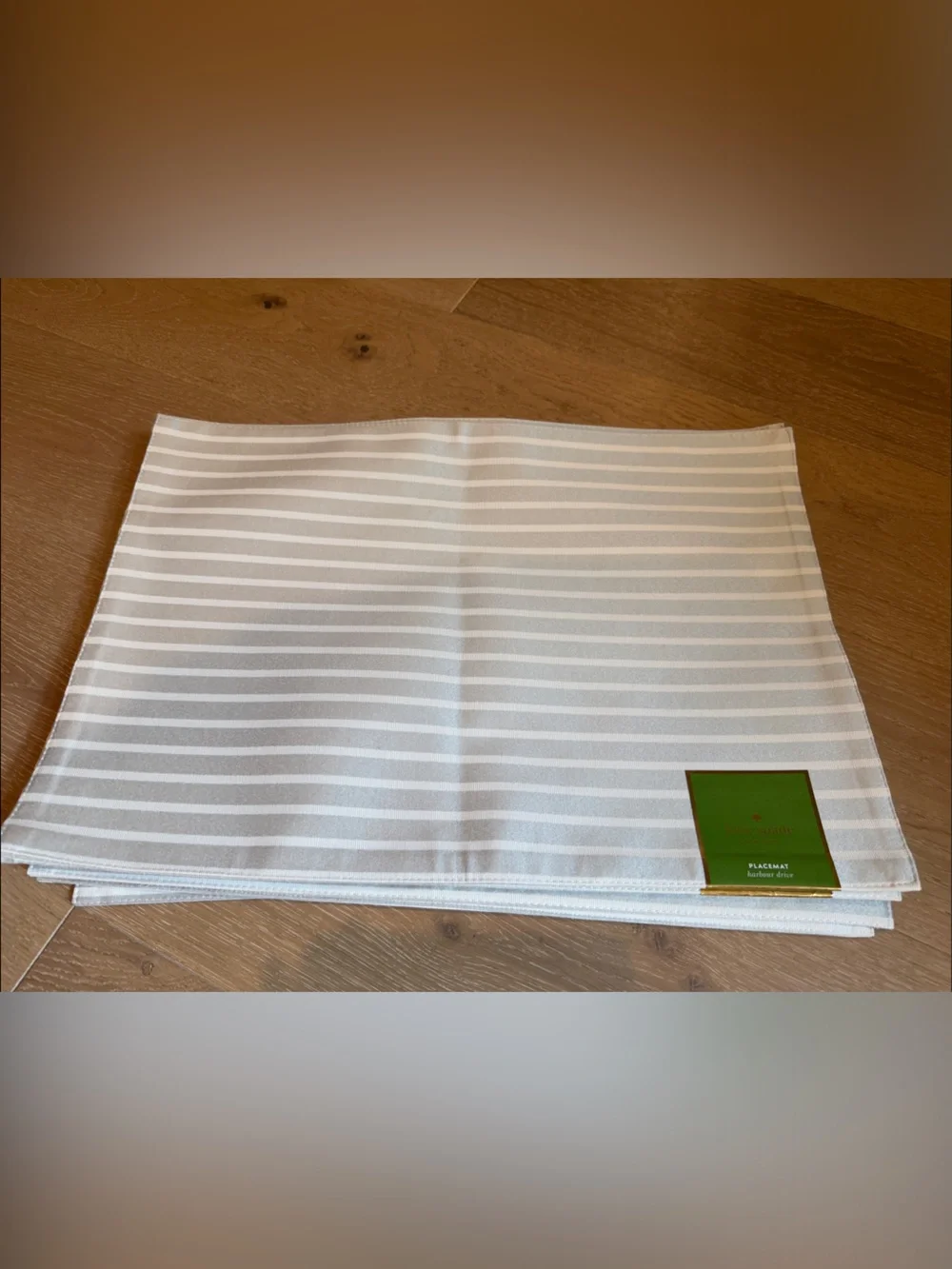 kate spade Neutral Striped Placemat Set of 12 - Harbour Drive - White and Gray